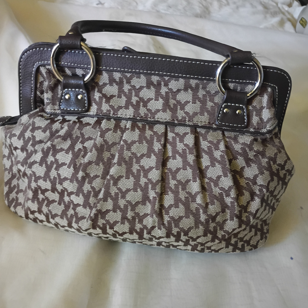 New York & Co Canvas Leather Shoulder Handbag
